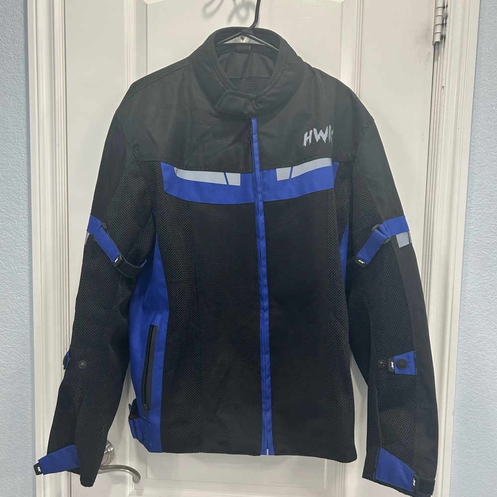 Black and Blue HWK Motorcycle Jacket